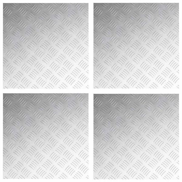 vidaXL Stair Tread Square 4 pcs Silver 19.69 x 19.69 in Aluminium