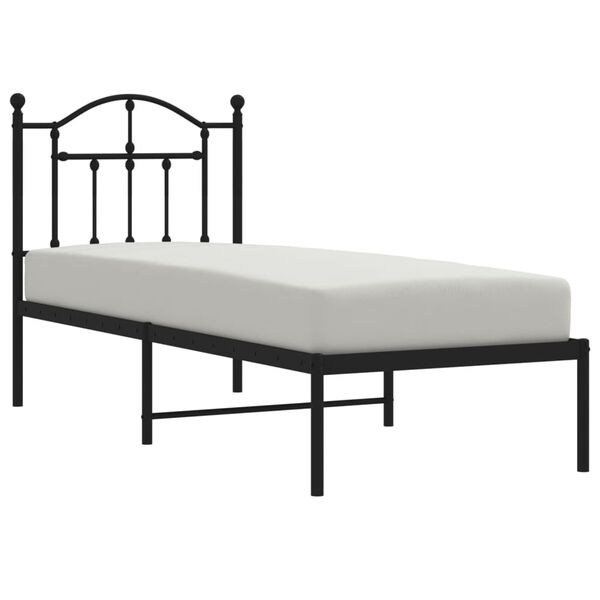 vidaXL Bed Frame Black Steel Small Single Bed Frame Rectangular