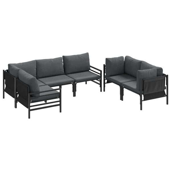 vidaXL Garden Sofa Set with Cushion 6 pcs Anthracite Steel