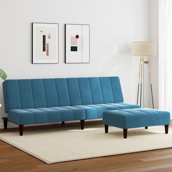 vidaXL Sofa Bed Blue Velvet (100% polyester), wood, plastic, foam Medium