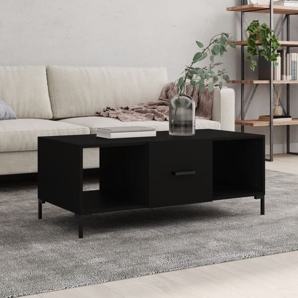 vidaXL Coffee Table Black Engineered wood, iron 40.2x19.7x15.7 in