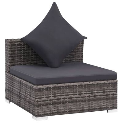 vidaXL 7 Piece Patio Lounge Set with Cushions Poly Rattan Gray