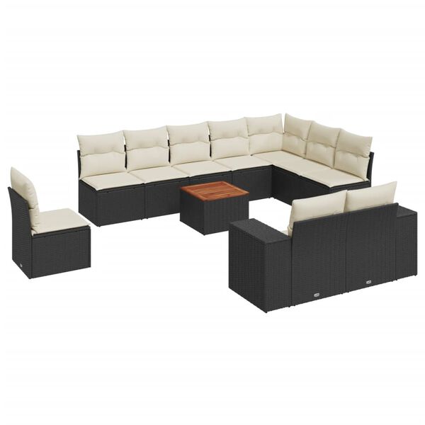 vidaXL Garden Sofa Set Black PE rattan Large Modular Garden Sofa Set