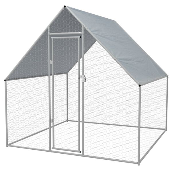 vidaXL Chicken Cage Silver frame, Grey roof