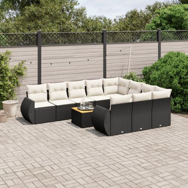 vidaXL Garden Sofa Set Black, Cream White