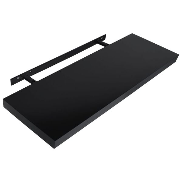 vidaXL Wall Mounted Shelf Set of 2 Black MDF Standard Wall mounting