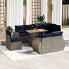 vidaXL 9 Piece Patio Sofa Set with Cushions Gray Poly Rattan