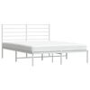 vidaXL Bed Frame White Powder-Coated Steel Full Bed Frame Rectangular