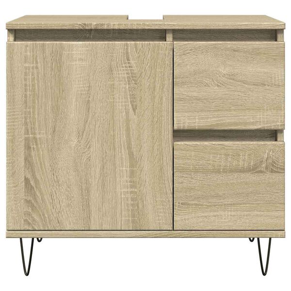 vidaXL Bathroom Cabinet Sonoma oak Engineered wood, iron Medium