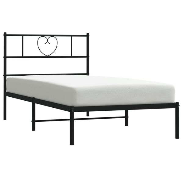 vidaXL Bed Frame Black Steel Single Bed Frame Rectangular Modern