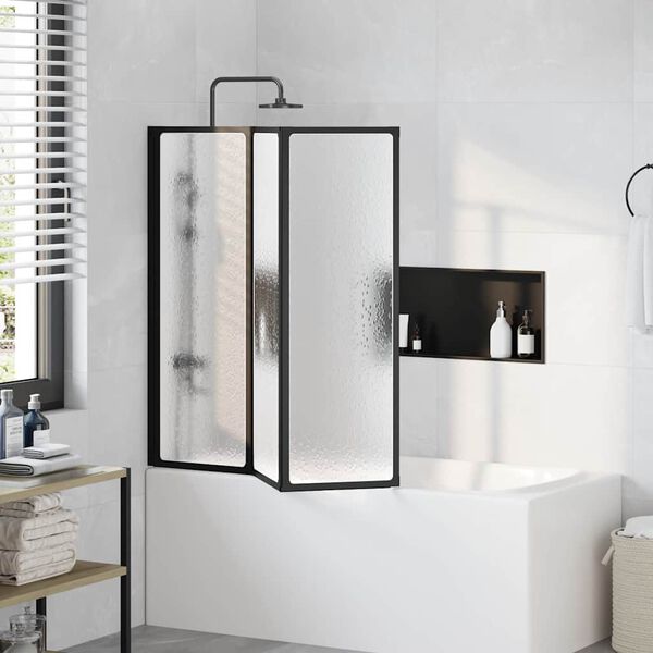 vidaXL Shower Bath Screen Wall 46.1 x 47.2" 3 Panels Foldable