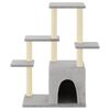vidaXL Cat Tree Light grey Engineered wood, plush, sisal 38.4 in tall