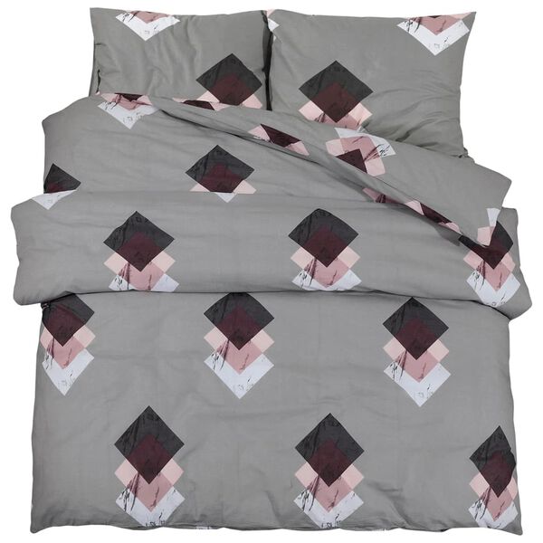 vidaXL Duvet Cover Set Set of 2 Grey 100% Cotton 78.7 x 78.7 in