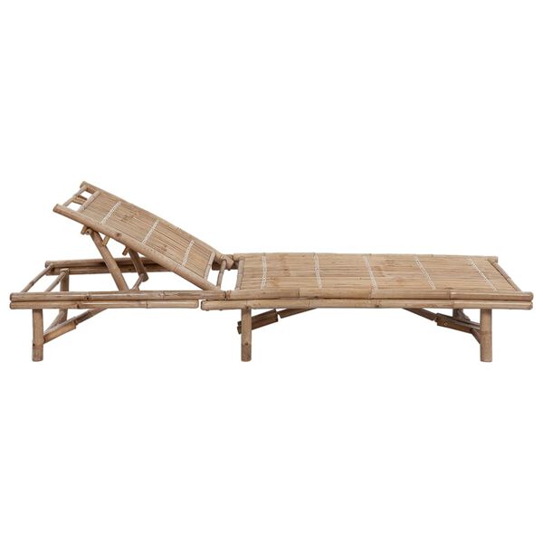 vidaXL Sunlounger Bamboo 78.7 x 25.6 x 34.3 in Adjustable Armrests