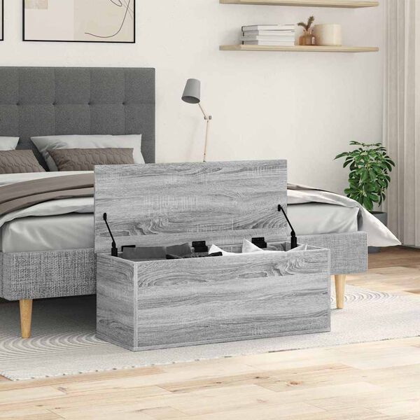 vidaXL Storage Box Grey Sonoma Engineered wood 35.4x13.8x13.8 in
