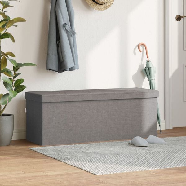 vidaXL Storage Bench Light Grey Faux linen (100% polyester), engineered wood