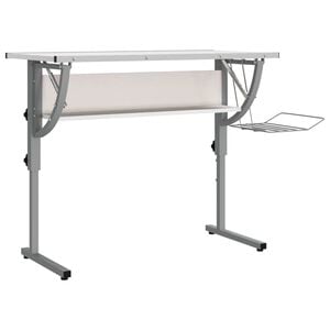 vidaXL Craft Desk White and Grey Engineered Wood and Powder-Coated Steel