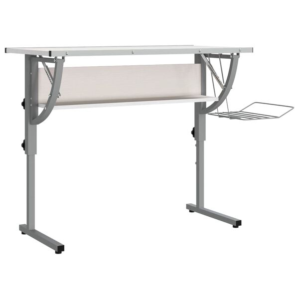 vidaXL Craft Desk White and Grey Engineered Wood and Powder-Coated Steel