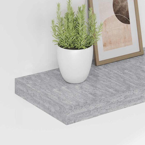 vidaXL Wall Shelf Concrete grey Honeycomb MDF, metal 31.5 x 9.3 x 1.5 in