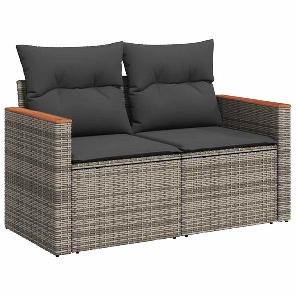 vidaXL Garden Sofa Set Grey PE rattan Medium Adjustable Feet