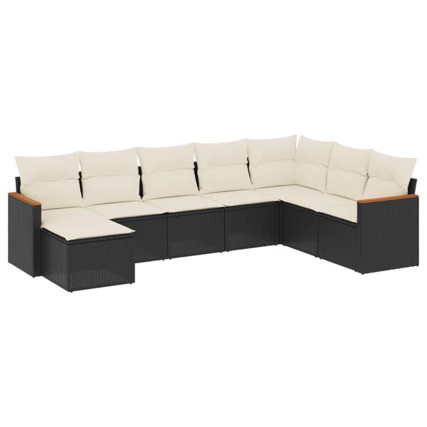 vidaXL Garden Sofa Set Black and Cream White