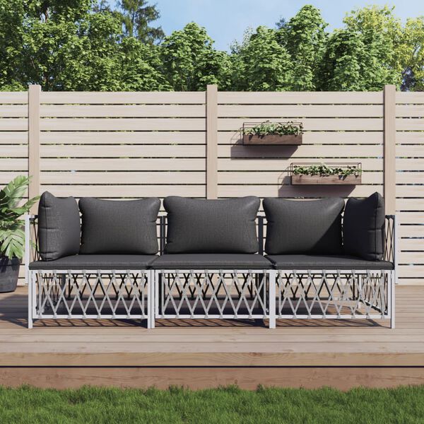 vidaXL Garden Lounge Set White, Dark Grey