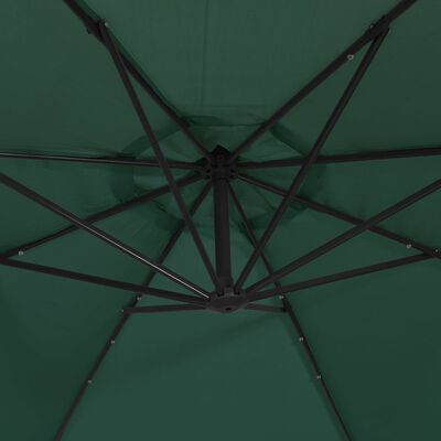 vidaXL Cantilever Umbrella with LED Lights and Metal Pole 137.8" Green