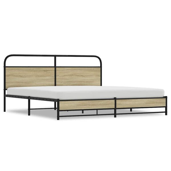 vidaXL Bed Frame Sonoma oak Steel Full Durable Bed Frame Rectangular