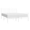 vidaXL Bed Frame White Powder-Coated Steel King Sturdy Bed Frame