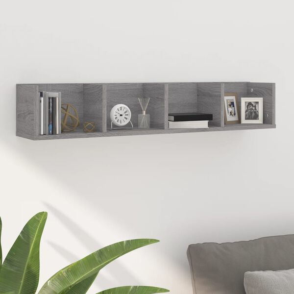 vidaXL Wall Shelf Grey Sonoma Engineered Wood Large Wall mounting