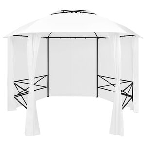 vidaXL Garden Marquee with Curtains 141.7"x122.8"x104.3" White 0.6 oz/ft²