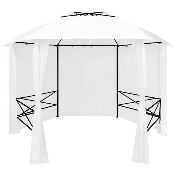 vidaXL Garden Marquee with Curtains 141.7"x122.8"x104.3" White 0.6 oz/ft²