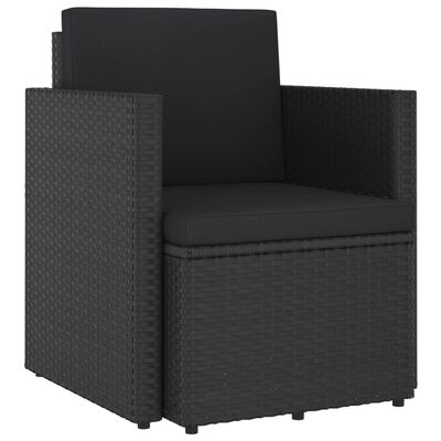 vidaXL Patio Chair with Cushions Poly Rattan Black