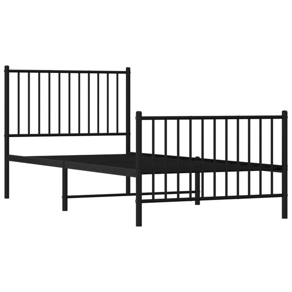 vidaXL Bed Frame Black Powder-Coated Steel 35.4 x 78.7 in