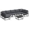 vidaXL Garden Sofa Set with Cushion 8 pcs Black Aluminium