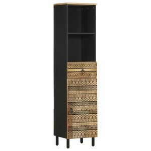 vidaXL Bathroom Cabinet Black Solid mango wood, Iron Medium