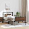 vidaXL Bed Frame Brown Oak Engineered Wood and Steel Single Bed Frame