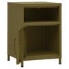 vidaXL Nightstand Olive Green Steel Medium Adjustable Feet Nightstand