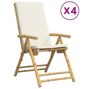 vidaXL Garden Reclining Chair Set of 4 Cream White Bamboo Four-piece set