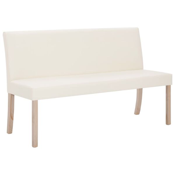 vidaXL Bench Cream and Natural Solid pine wood frame, faux leather 54.9 in