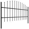 vidaXL Garden Fence with Spear Top Steel 211.4"x39.4" Black