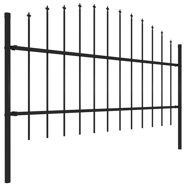 vidaXL Garden Fence with Spear Top Steel 211.4"x39.4" Black