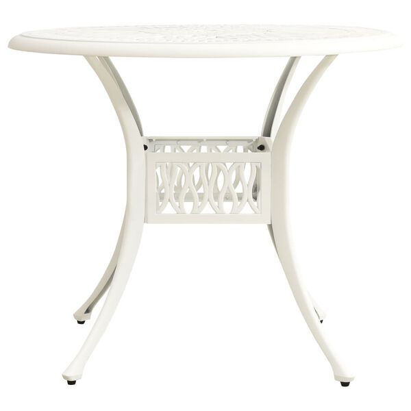 vidaXL Garden Table White Cast aluminum Medium Durable Garden Table