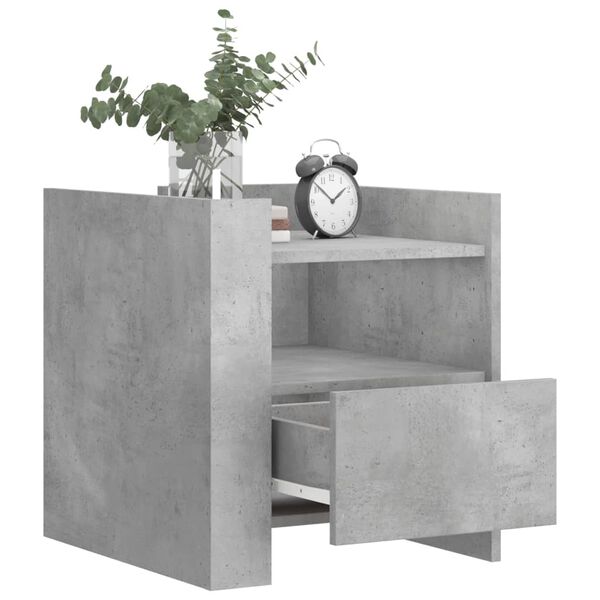 vidaXL Bedside Cabinet Concrete Grey Engineered Wood