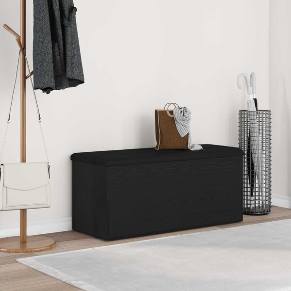 vidaXL Storage Bench with Storage Black oak 40.16 x 16.54 x 17.72 in