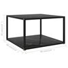 vidaXL Coffee Table Black Tempered Glass 23.6 x 23.6 x 13.8 in Square