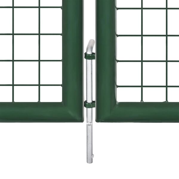 vidaXL Mesh Garden Gate Steel 157.5x39.4" Green