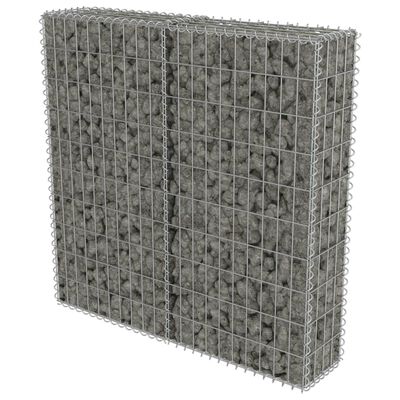 vidaXL Gabion Wall with Covers Galvanized Steel 39.4"x7.87"x39.4"