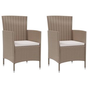 vidaXL Garden Chair Set of 2 Beige Poly rattan, powder-coated steel