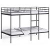 vidaXL Bunk Bed Black Steel Standard Bunk Bed Rectangular Modern